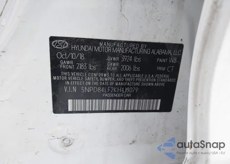 2019 Hyundai Elantra Sel from USA, damaged, VIN 5NPD84LF2KH418079